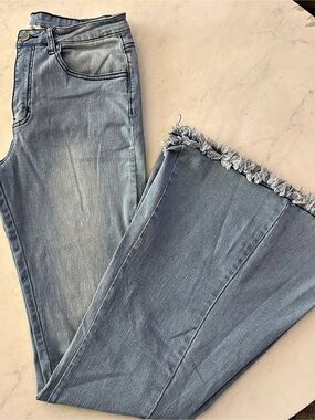 Altar'd State Jeans light wash high rise super wide flared bottoms - M